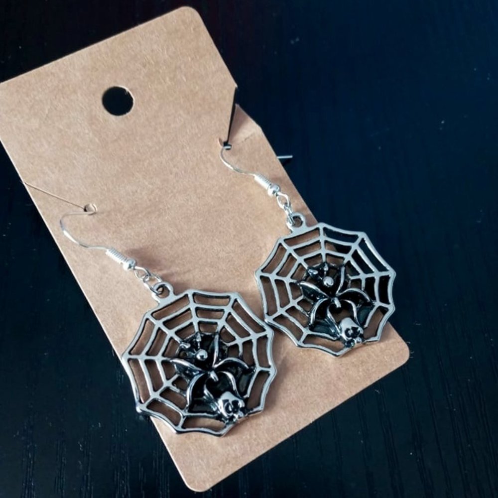 Buy1Get1- Silver Spiderweb Earrings